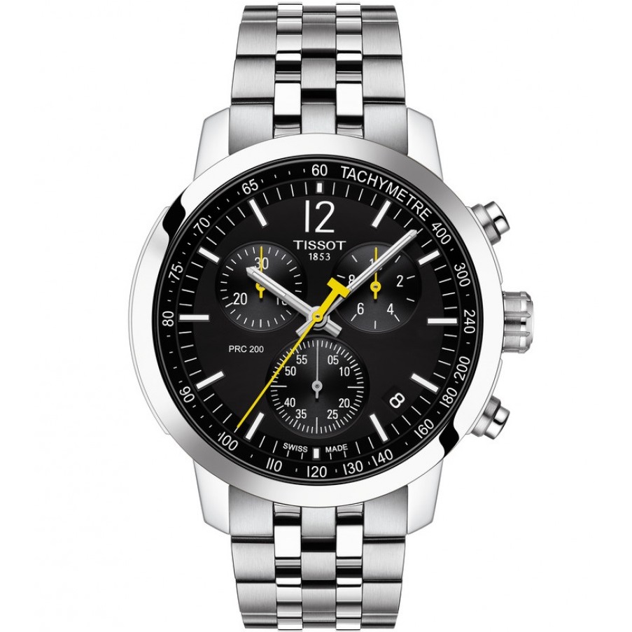 TISSOT PRC 200 Chronograph Black Dial 42mm Silver Stainless Steel Bracelet T114.417.11.057.00 - 