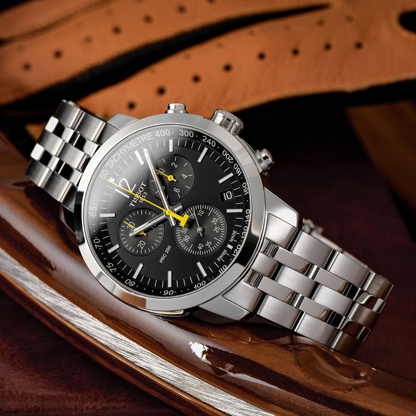 TISSOT PRC 200 Chronograph Black Dial 42mm Silver Stainless Steel Bracelet T114.417.11.057.00 - 