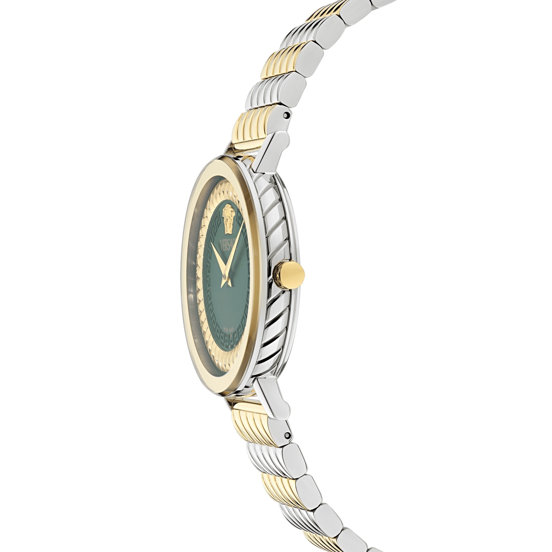 VERSACE Delphinus Green Dial 35mm Two Tone Gold Stainless Steel Bracelet VE0O00225 - 3