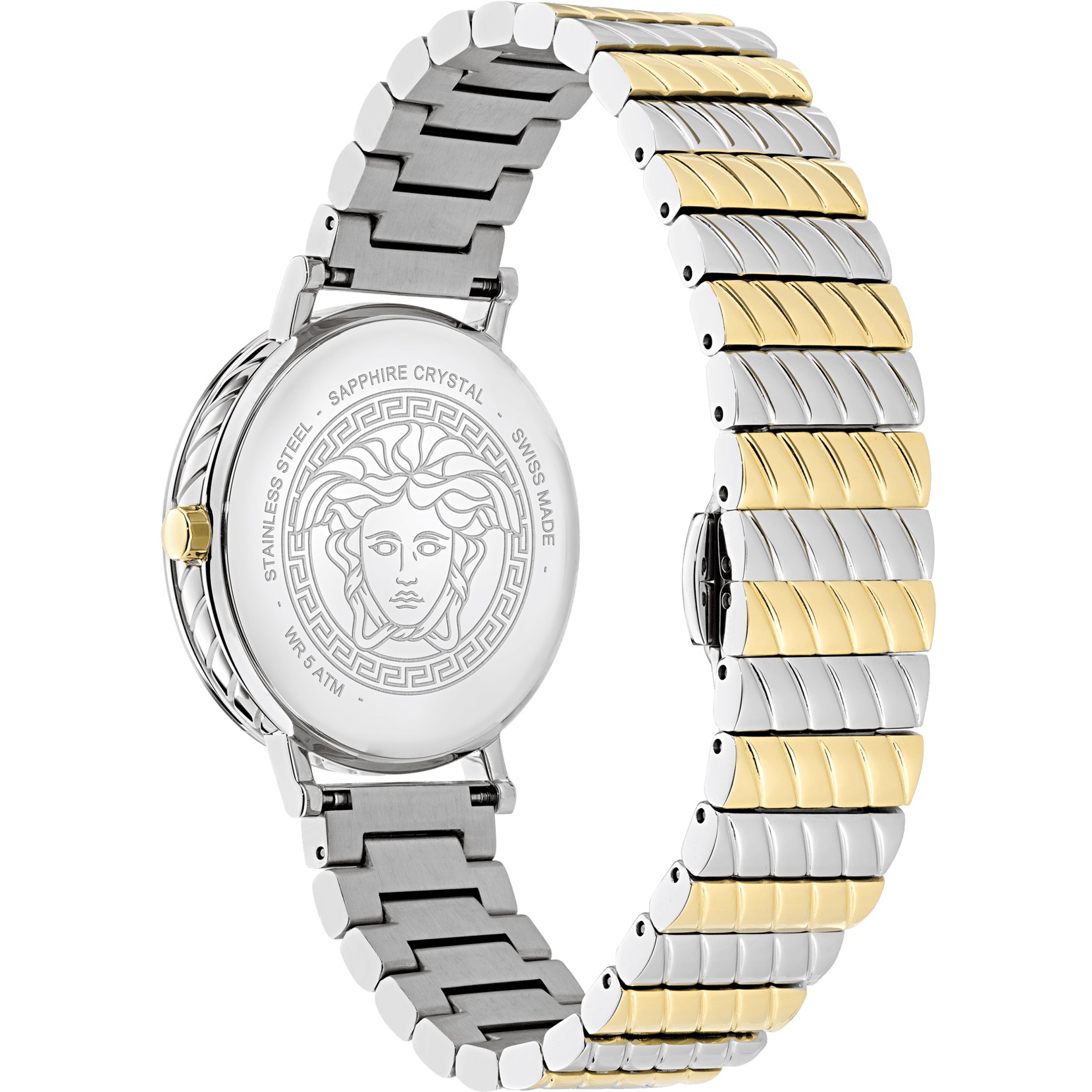 VERSACE Delphinus Green Dial 35mm Two Tone Gold Stainless Steel Bracelet VE0O00225 - 4
