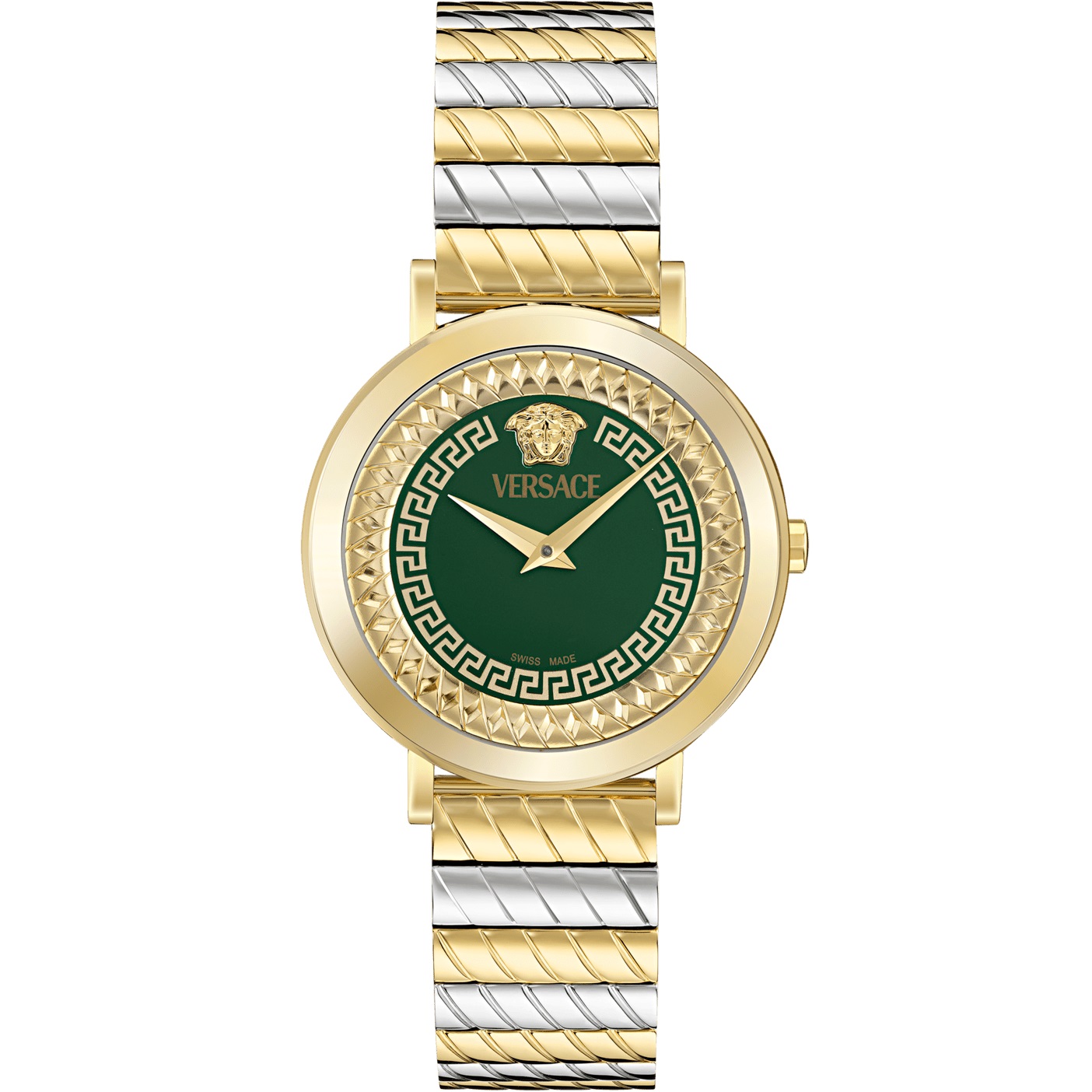 VERSACE Delphinus Green Dial 35mm Two Tone Gold Stainless Steel Bracelet VE0O00225 - 