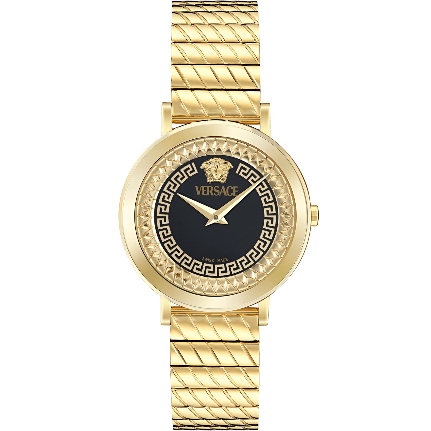 VERSACE Delphinus Black Dial 35mm Gold Stainless Steel Bracelet VE0O00425 - 