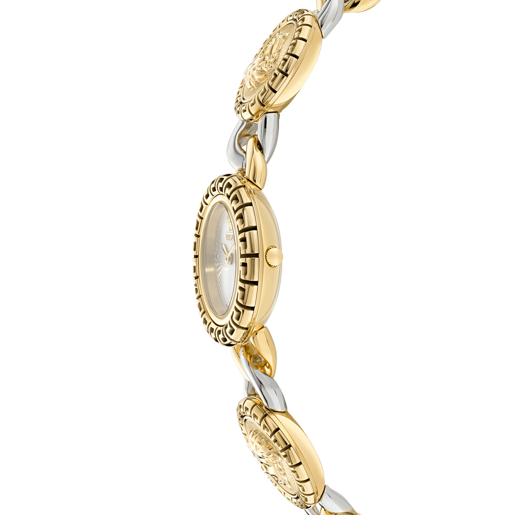 VERSACE Greca Stud Icon Silver Dial 28mm Two Tone Gold Stainless Steel Bracelet VE0Q00325 - 4