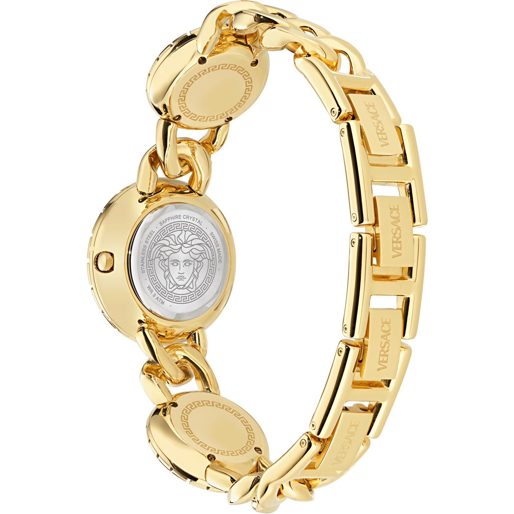 VERSACE Greca Stud Icon Gold Dial 28mm Gold Stainless Steel Bracelet VE0Q00425 - 4