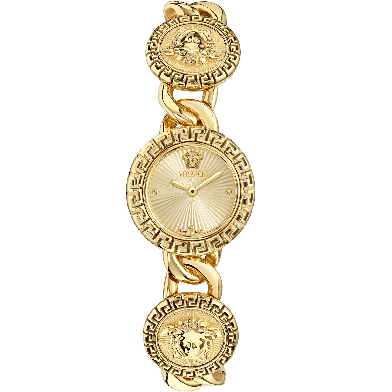 VERSACE Greca Stud Icon Gold Dial 28mm Gold Stainless Steel Bracelet VE0Q00425 - 