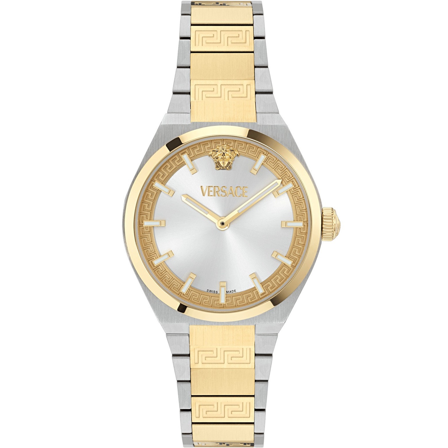 VERSACE V-Auria Lady Silver Dial 35mm Two Tone Gold Stainless Steel Bracelet VE5E00426 - 