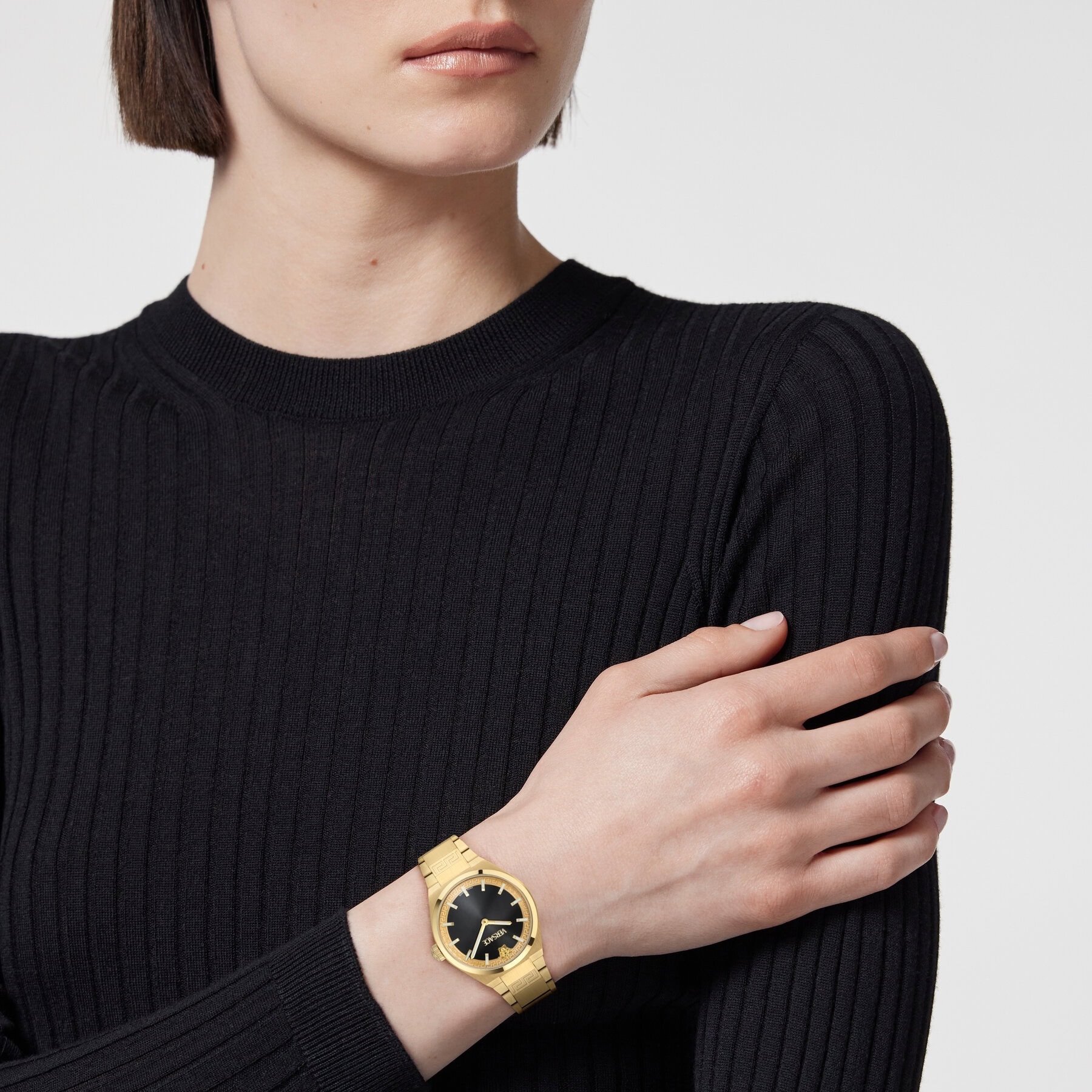 VERSACE V-Auria Lady Black Dial 35mm Gold Stainless Steel Bracelet VE5E00526 - 