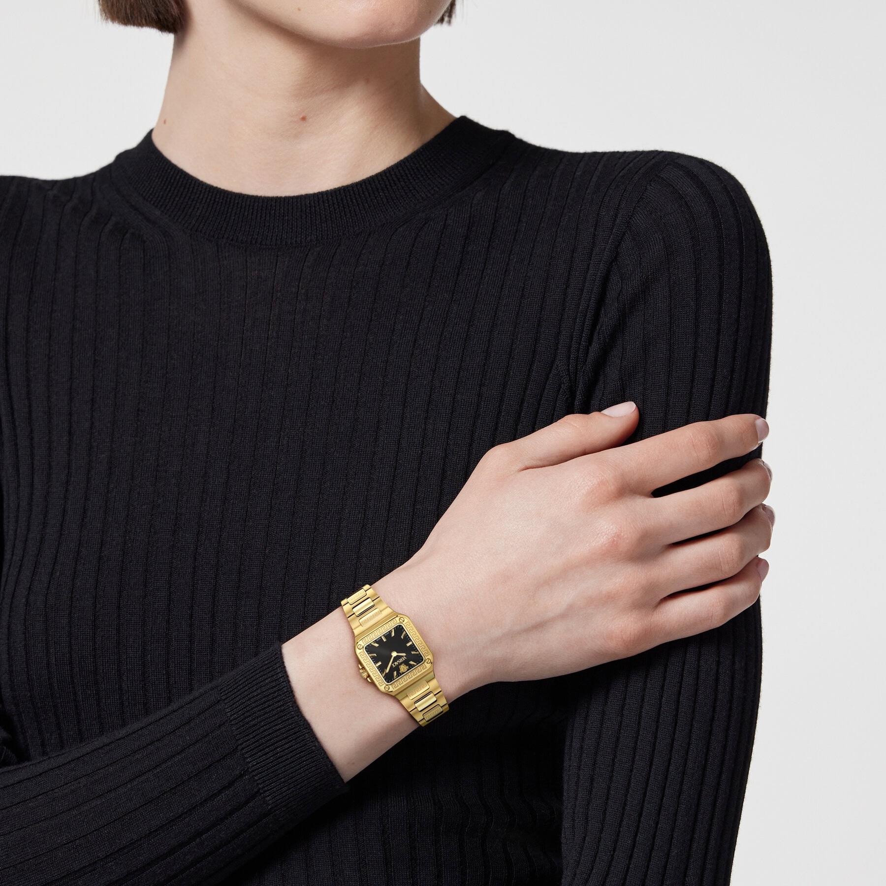 VERSACE Greca Edge Black Dial 30.00 x 30.00mm Gold Stainless Steel Bracelet VE5G00626 - 