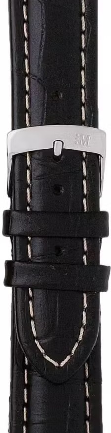 MORELLATO Plus Watch Strap 22-18mm Black Leather Silver Hardware A01U3252480019CR22 - 