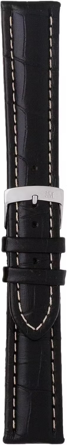 MORELLATO Plus Watch Strap 22-18mm Black Leather Silver Hardware A01U3252480019CR22 - 3