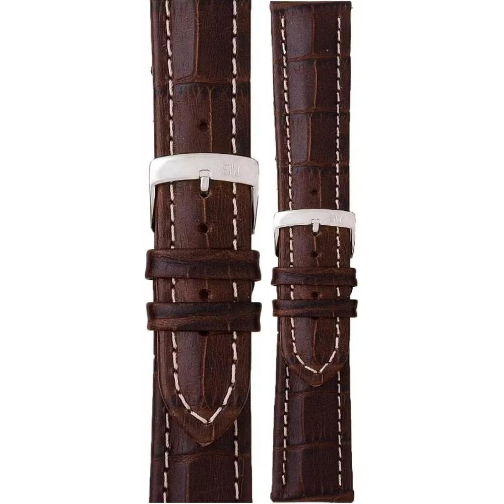 MORELLATO Plus Watch Strap 18-16mm Brown Leather Silver Hardware A01U3252480032CR18 - 1