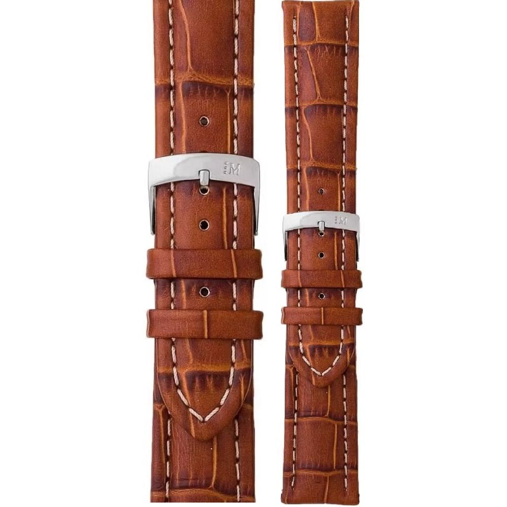 MORELLATO Plus Watch Strap 18-16mm Brown Leather Silver Hardware A01U3252480041CR18 - 