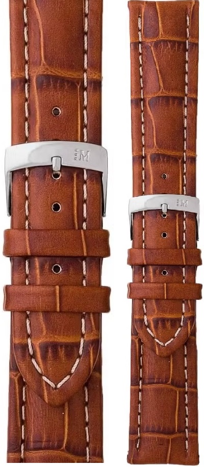 MORELLATO Plus Watch Strap 22-18mm Brown Leather Silver Hardware A01U3252480041CR22 - 1