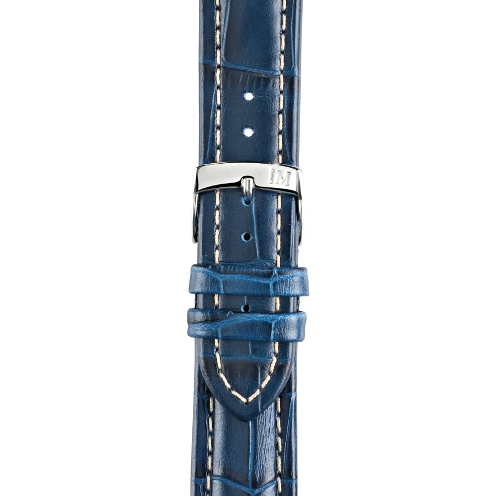 MORELLATO Plus Watch Strap 20-18mm Blue Leather Silver Hardware A01U3252480061CR20 - 