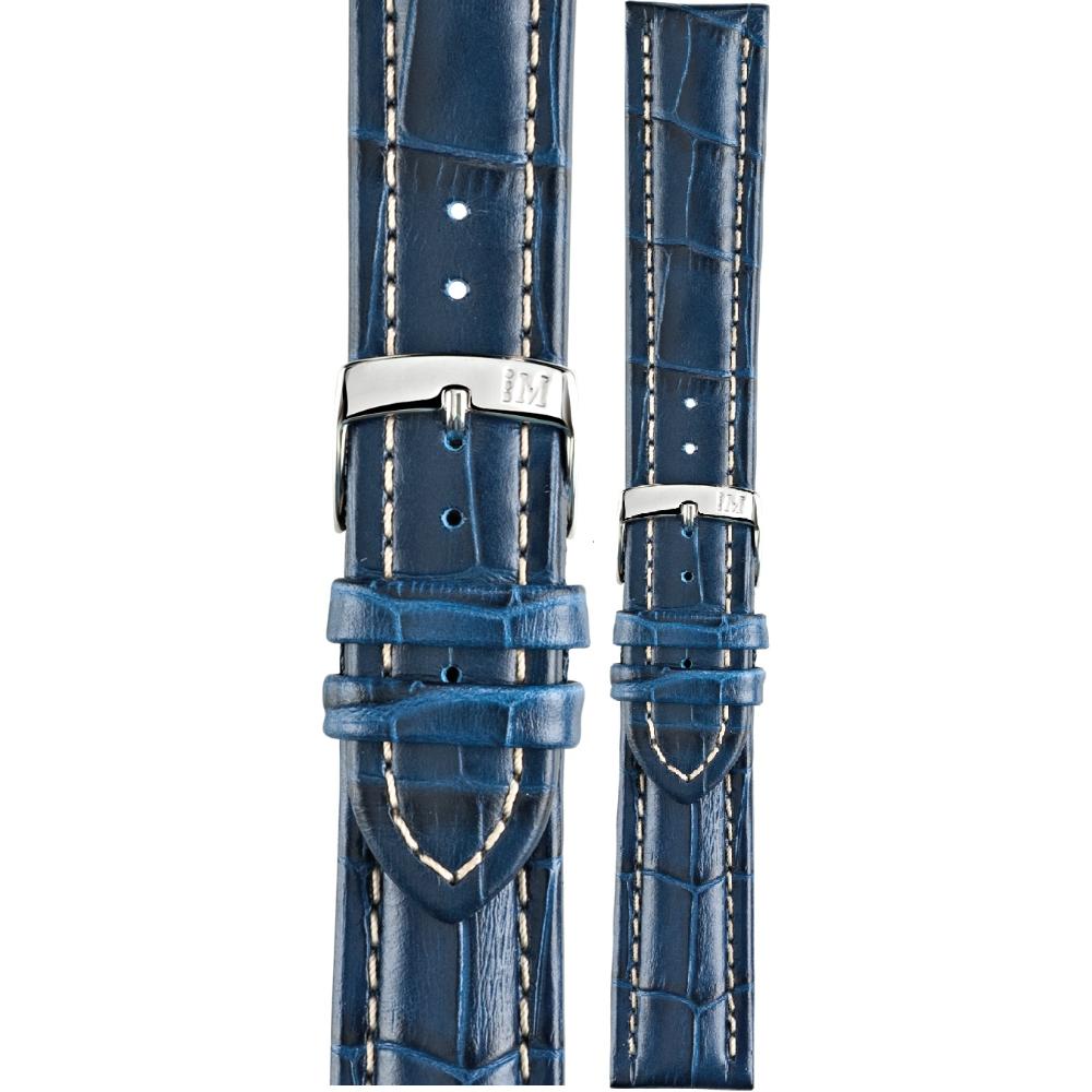 MORELLATO Plus Watch Strap 18-16mm Blue Leather Silver Hardware A01U3252480061CR18 - 