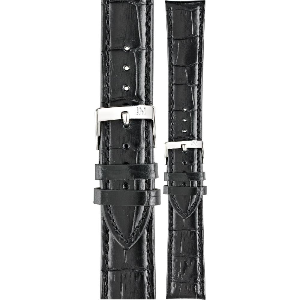 MORELLATO Bolle Watch Strap 16-14mm Black Leather Silver Hardware A01X2269480019CR16 - 1
