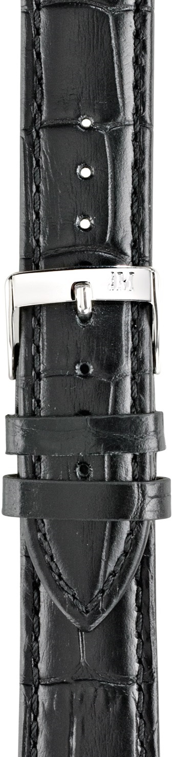 MORELLATO Bolle Watch Strap 22-20mm Black Leather Silver Hardware A01X2269480019CR22 - 