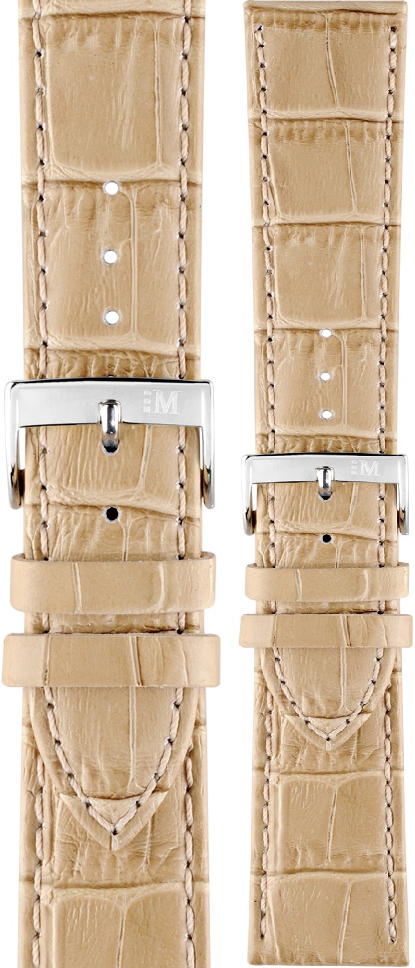 MORELLATO Bolle Watch Strap 24-22mm Beige Leather Silver Hardware A01X2269480027CR24 - 1