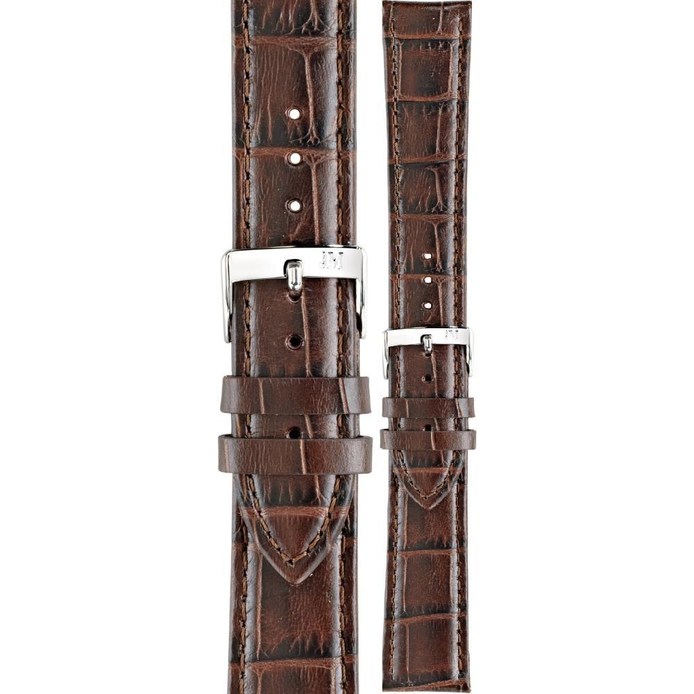 MORELLATO Bolle Watch Strap 16-14mm Brown Leather Silver Hardware A01X2269480032CR16 - 