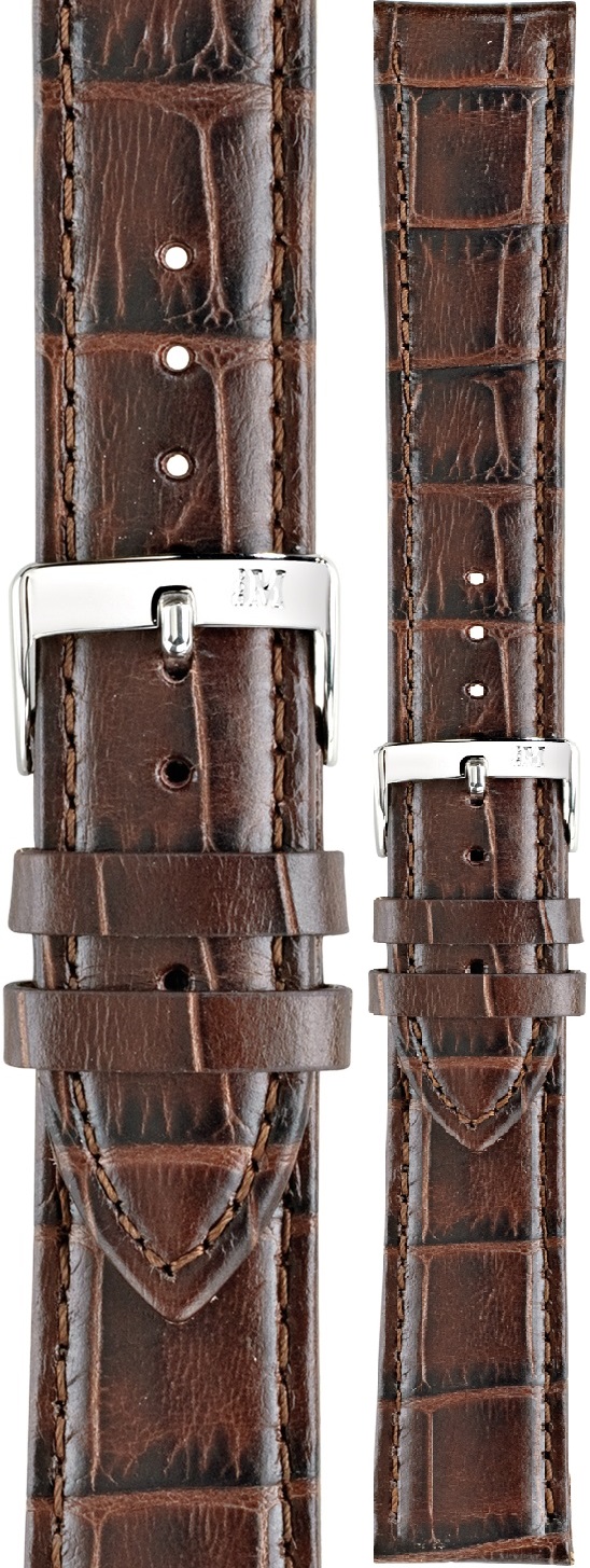 MORELLATO Bolle Watch Strap 22-20mm Brown Leather Silver Hardware A01X2269480032CR22 - 1