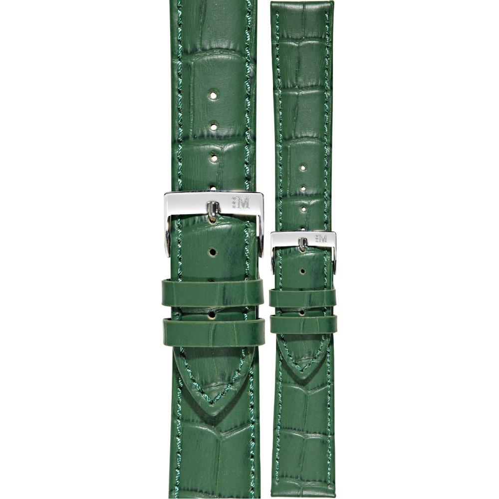 MORELLATO Bolle Watch Strap 16-14mm Green Leather Silver Hardware A01X2269480072CR16 - 
