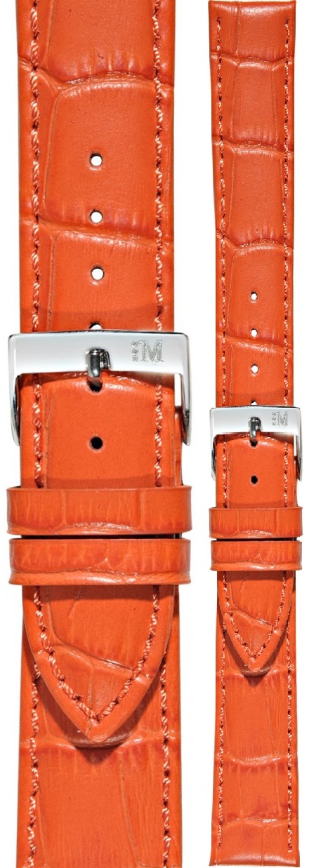 MORELLATO Bolle Watch Strap 24-22mm Orange Leather Silver Hardware A01X2269480085CR24 - 
