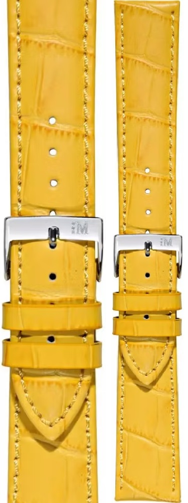 MORELLATO Bolle Watch Strap 22-20mm Yellow Leather Silver Hardware A01X2269480098CR22 - 