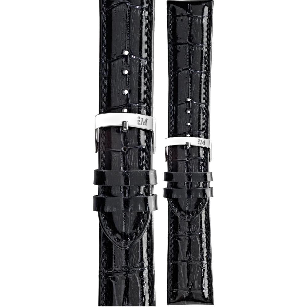 MORELLATO Samba Watch Strap 18-16mm Black Leather Silver Hardware A01X2704656019CR18 - 1