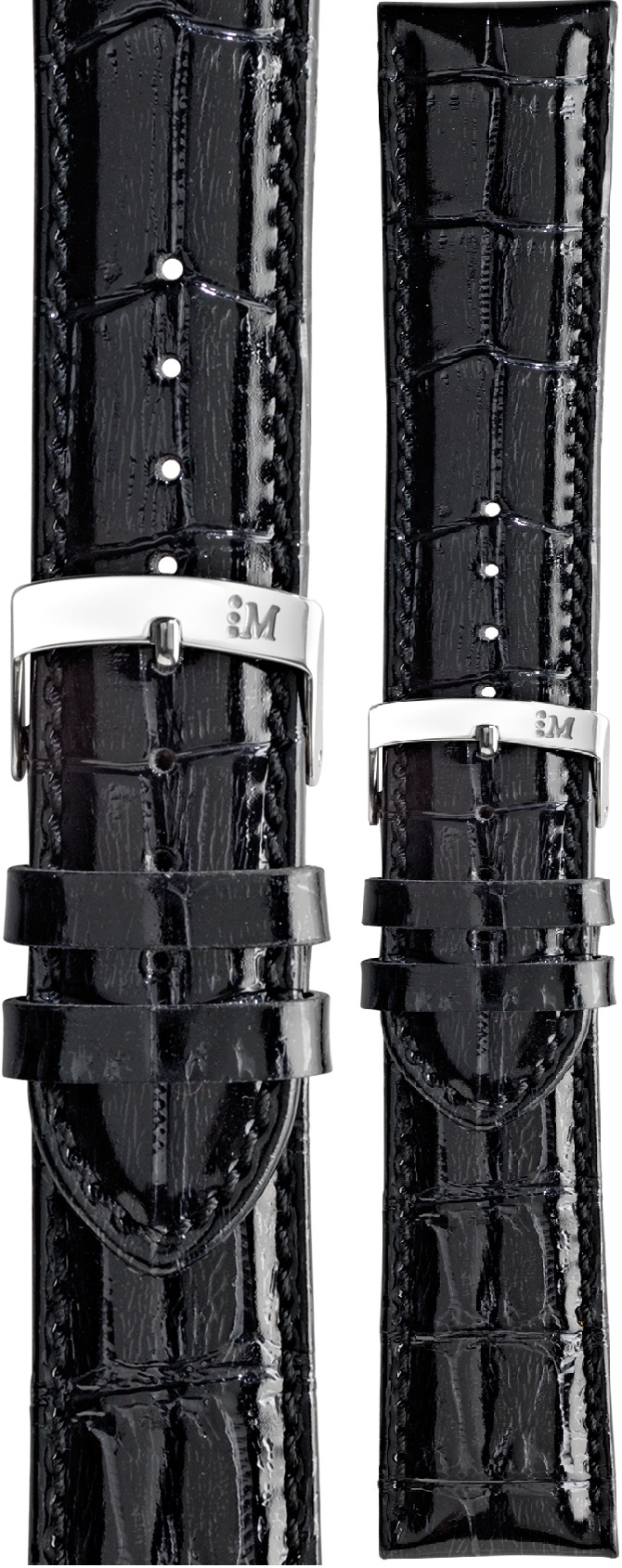 MORELLATO Samba Watch Strap 20-18mm Black Leather Silver Hardware A01X2704656019CR20 - 1