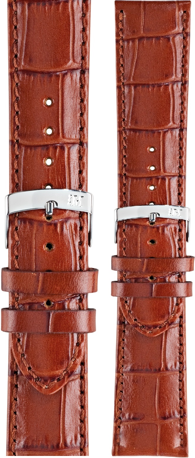 MORELLATO Samba Watch Strap 20-18mm Light Brown Leather Silver Hardware A01X2704656041CR20 - 