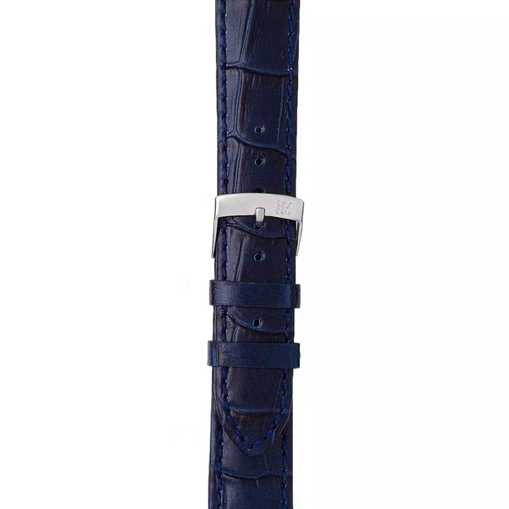 MORELLATO Samba Watch Strap 20-18mm Blue Leather Silver Hardware A01X2704656062CR20 - 