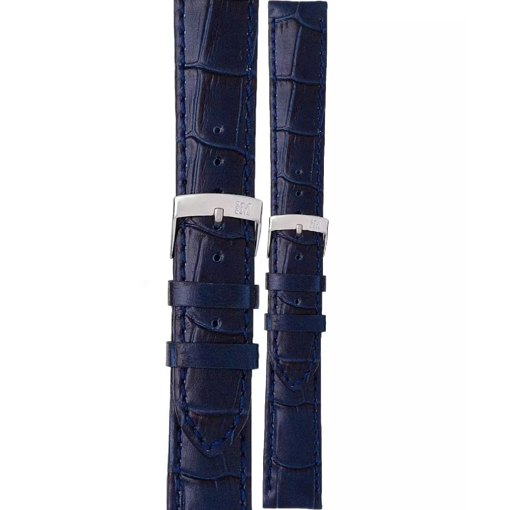 MORELLATO Samba Watch Strap 20-18mm Blue Leather Silver Hardware A01X2704656062CR20 - 