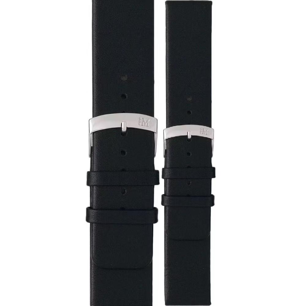 MORELLATO Large Watch Strap 24-24mm Black Smooth Leather Silver Hardware A01X3076875019CR24 - 1