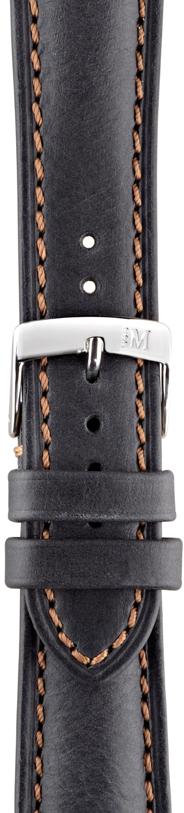 MORELLATO Derain Hand Made Watch Strap 22-18mm Black Leather Silver Hardware A01X4434B09019CR22 - 2