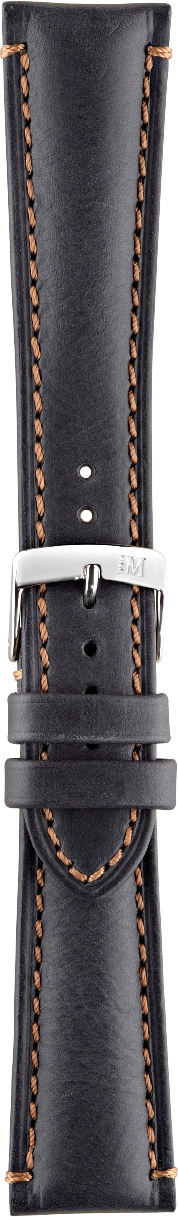 MORELLATO Derain Hand Made Watch Strap 22-18mm Black Leather Silver Hardware A01X4434B09019CR22 - 3