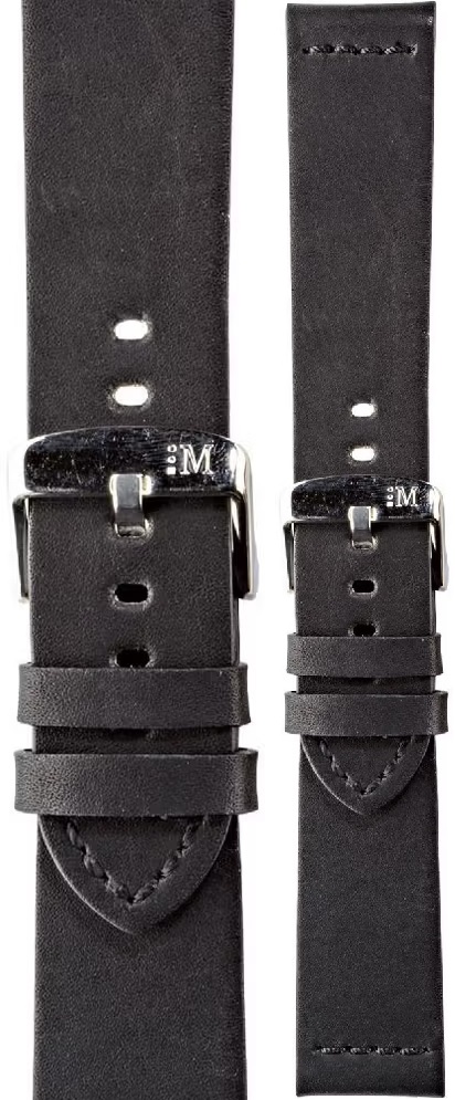 MORELLATO Bramante Hand Made Watch Strap 24-20mm Black Leather Silver Hardware A01X4683B90019CR24 - 