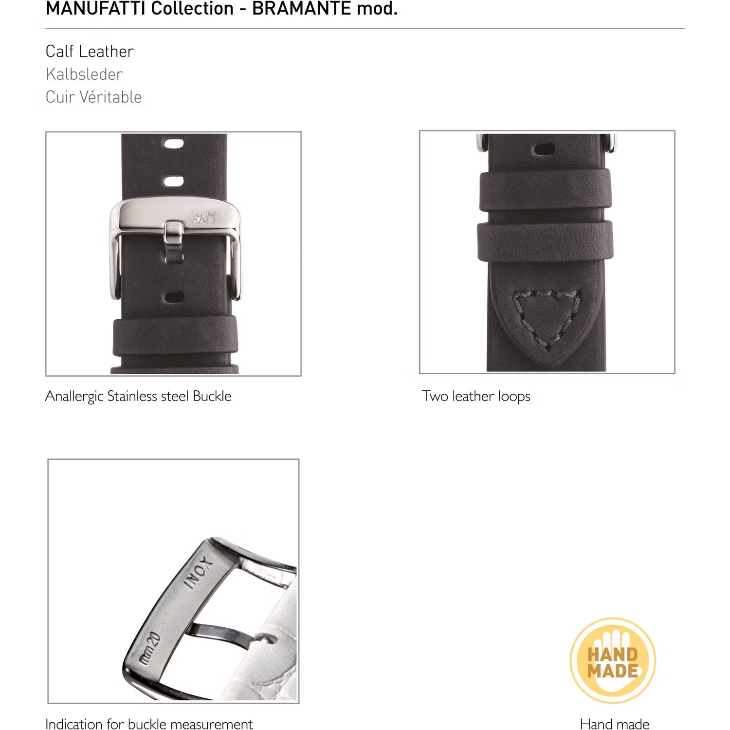 MORELLATO Bramante Hand Made Watch Strap 24-22mm Blue Leather A01X4683B90062CR24 - 4