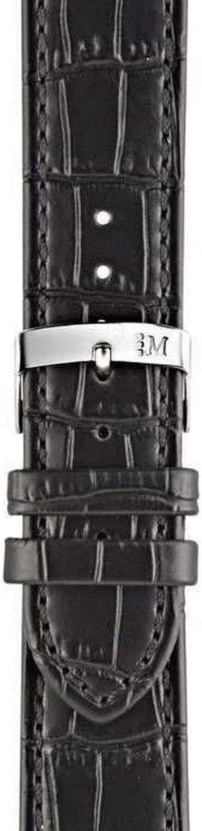 MORELLATO Juke Watch Strap 20-18mm Black Leather Silver Hardware A01X4934A95019CR20 - 