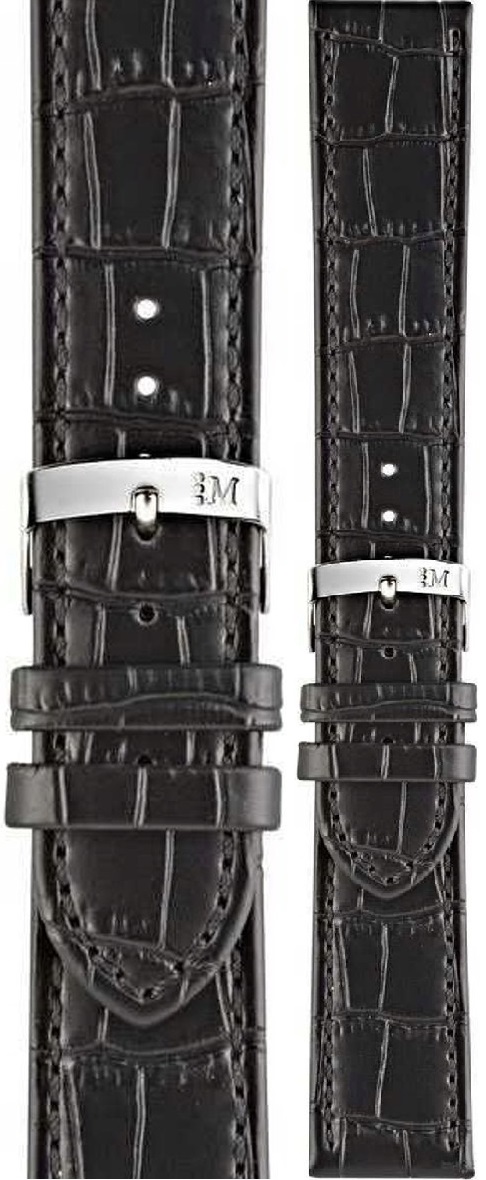 MORELLATO Juke Watch Strap 20-18mm Black Leather Silver Hardware A01X4934A95019CR20 - 