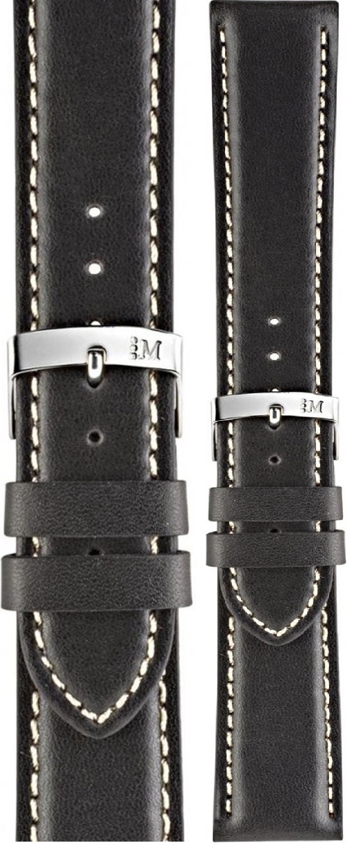 MORELLATO Rodius Watch Strap 22-20mm Black Leather Silver Hardware A01X4937C23019CR22 - 
