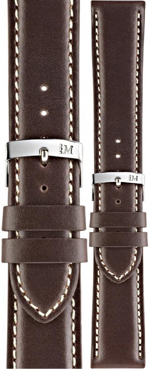 MORELLATO Rodius Watch Strap 22-20mm Brown Leather Silver Hardware A01X4937C23032CR22 - 