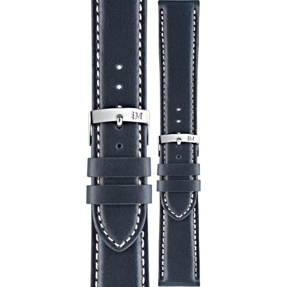 MORELLATO Rodius Watch Strap 18-16mm Blue Leather Silver Hardware A01X4937C23062CR18 - 