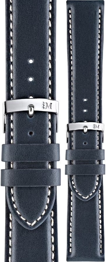 MORELLATO Rodius Watch Strap 22-20mm Blue Leather Silver Hardware A01X4937C23062CR22 - 1