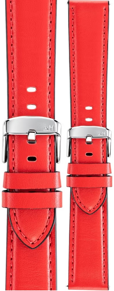 MORELLATO Croquet Water Resistant Watch Strap 22-20mm Red Nappa Leather Silver Hardware A01X5976C03082CR22 - 