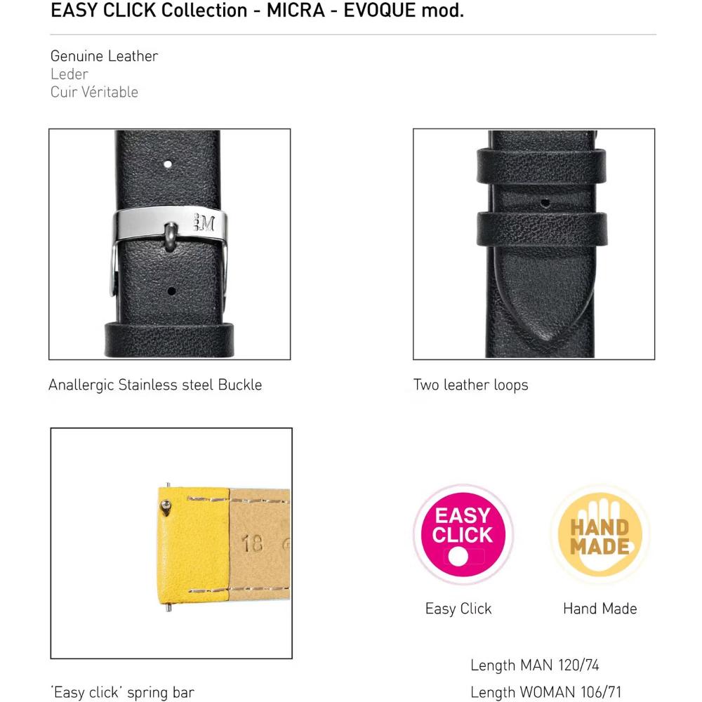 MORELLATO Micra-Evoque Watch Strap 14-12mm Black Leather Silver Hardware A01X5200875019CR14 - 4