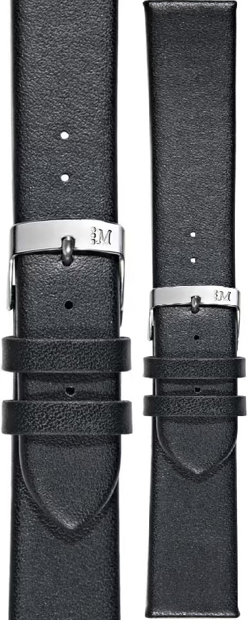 MORELLATO Micra-Evoque Watch Strap 22-20mm Black Leather Silver Hardware A01X5200875019CR22 - 