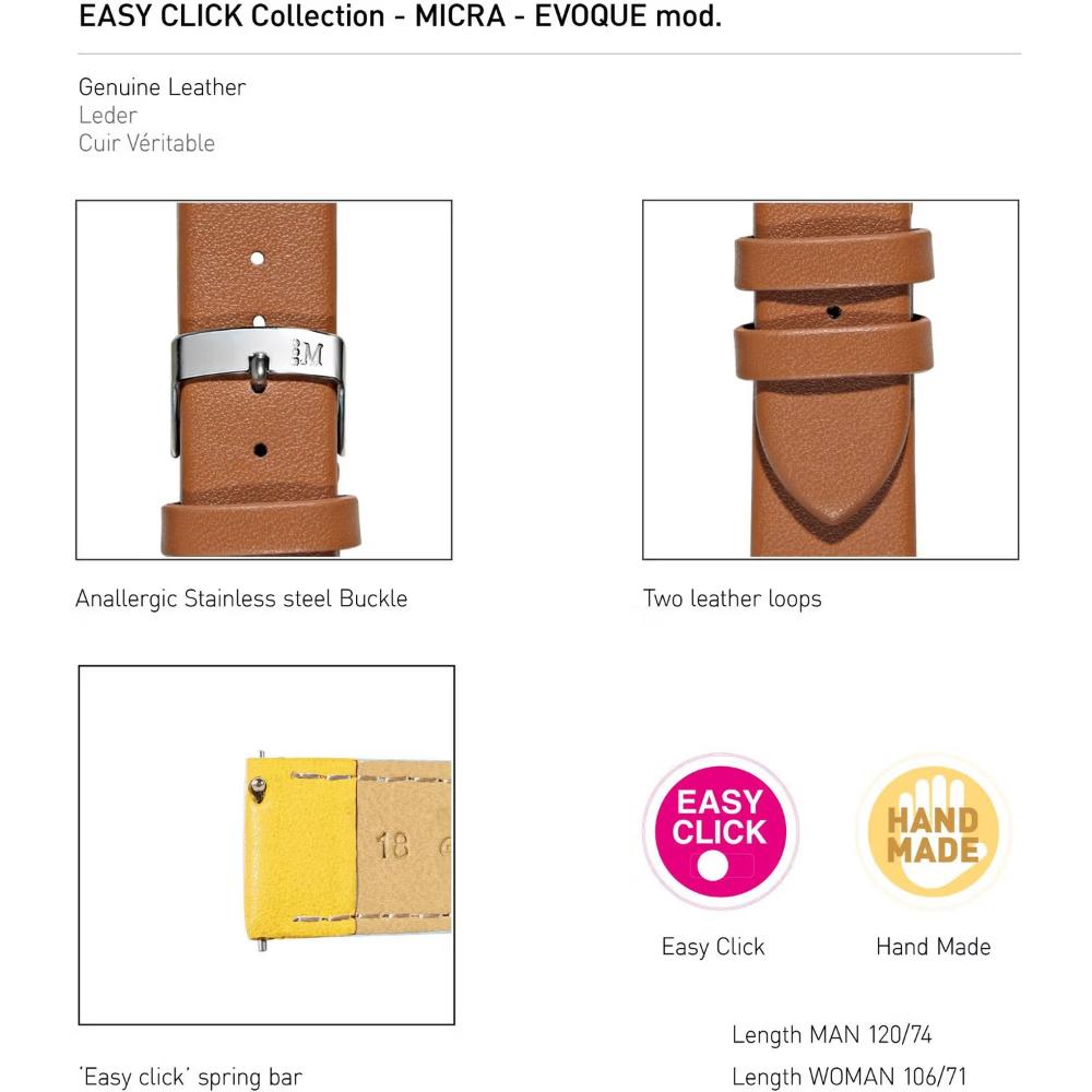 MORELLATO Micra-Evoque Watch Strap 16-14mm Light Brown Leather Silver Hardware A01X5200875137CR16 - 4