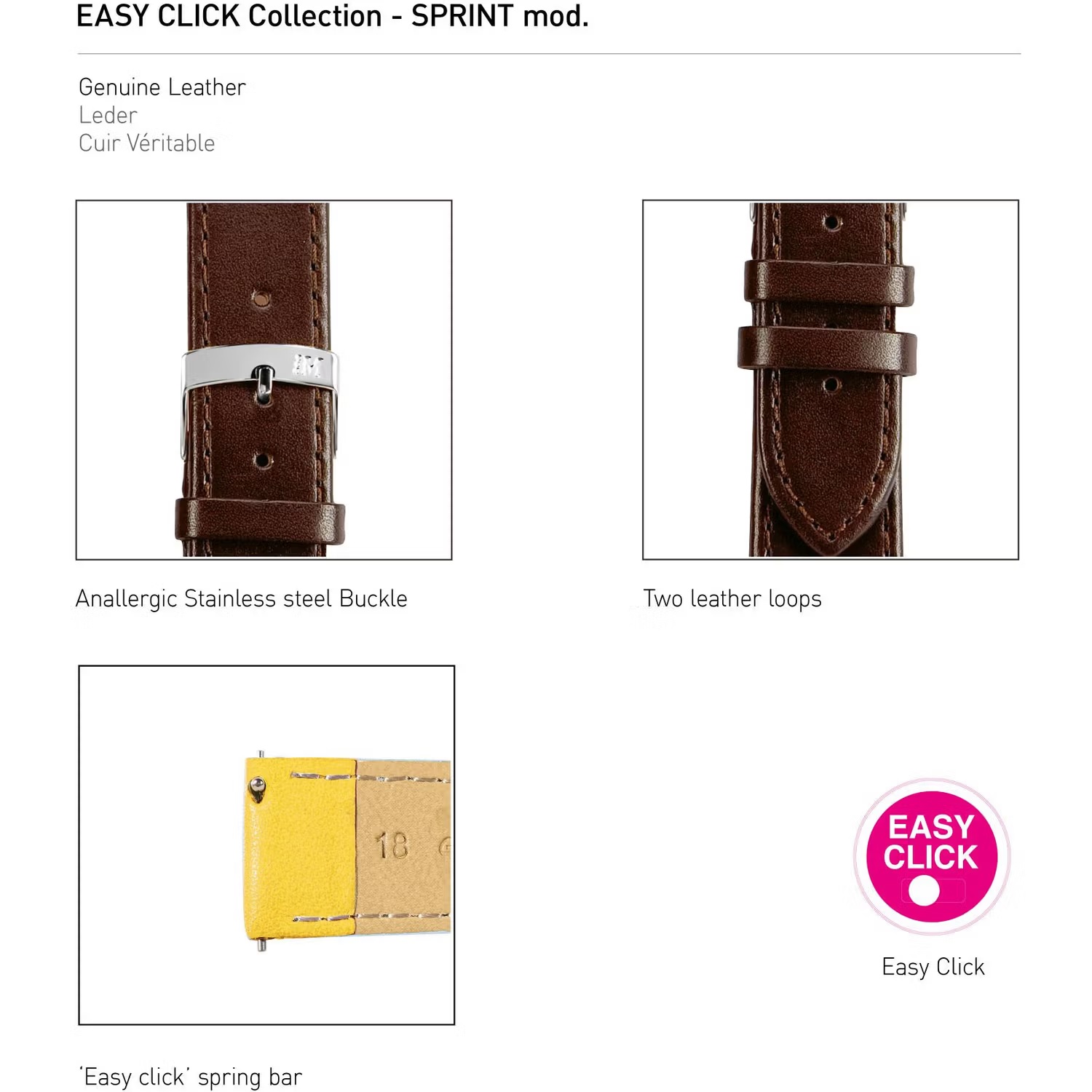 MORELLATO Sprint Watch Strap 16-14mm Brown Leather Silver Hardware A01X5202875032CR16 - 4