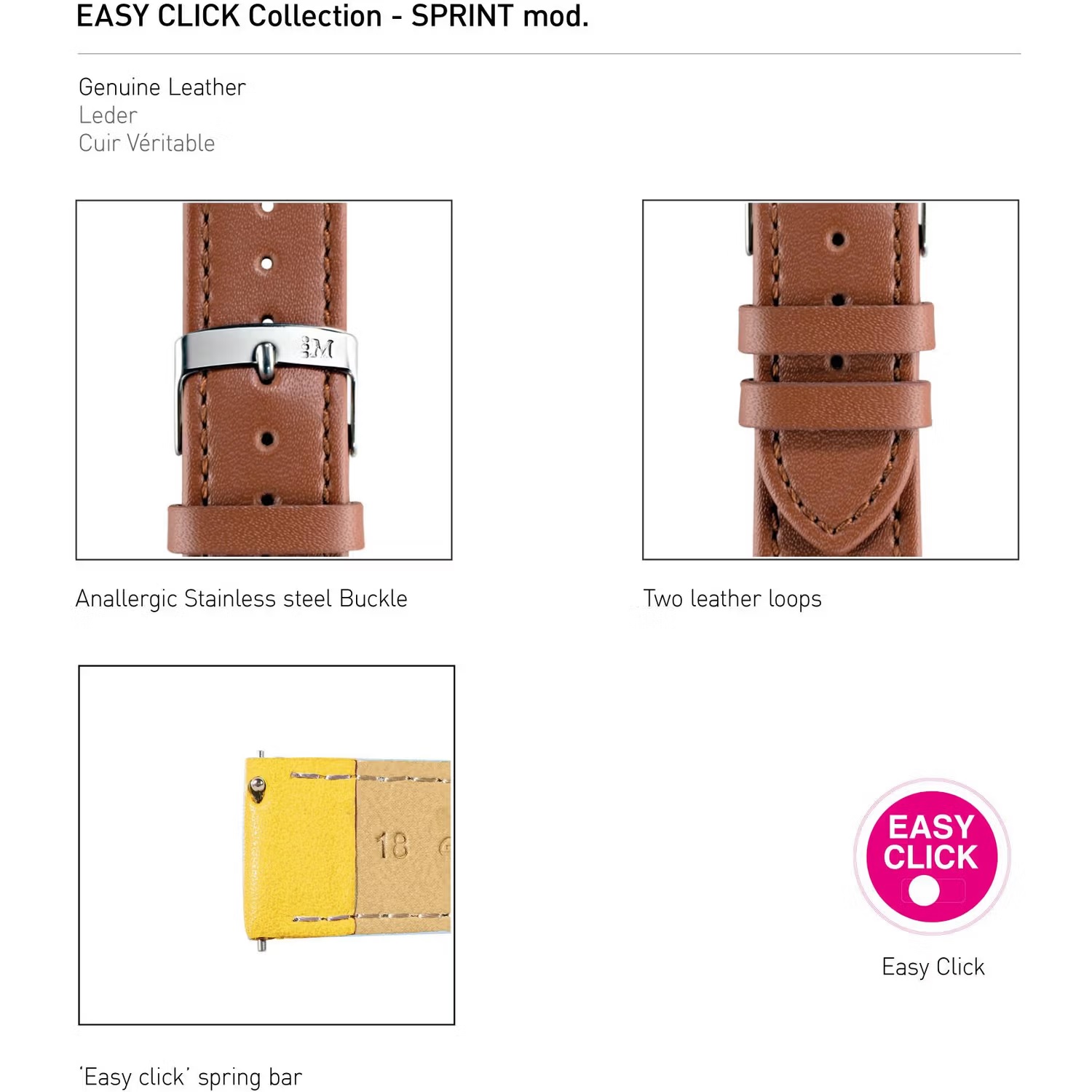 MORELLATO Sprint Watch Strap 16-14mm Light Brown Leather Silver Hardware A01X5202875037CR16 - 4