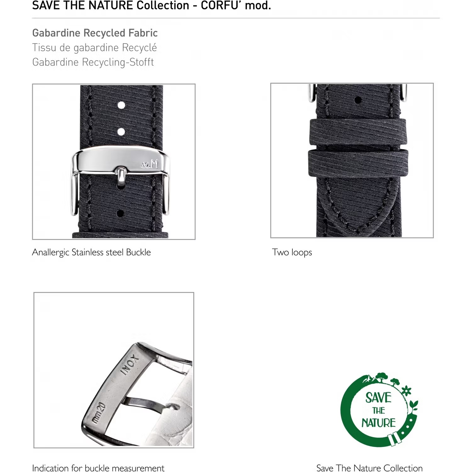 MORELLATO Corfu Save The Nature Watch Strap 20-18mm Black Recycled Fabric A01X5390D12019CR20 - 4